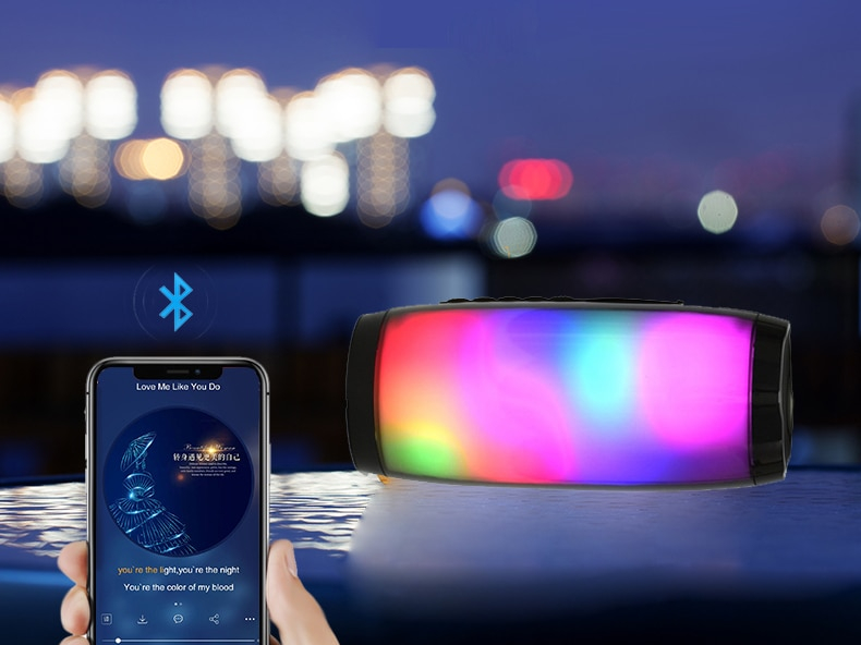 Portable Speaker Bluetooth Column Wireless Bluetooth Speaker Powerful High BoomBox Outdoor Bass HIFI TF FM Radio with LED Light